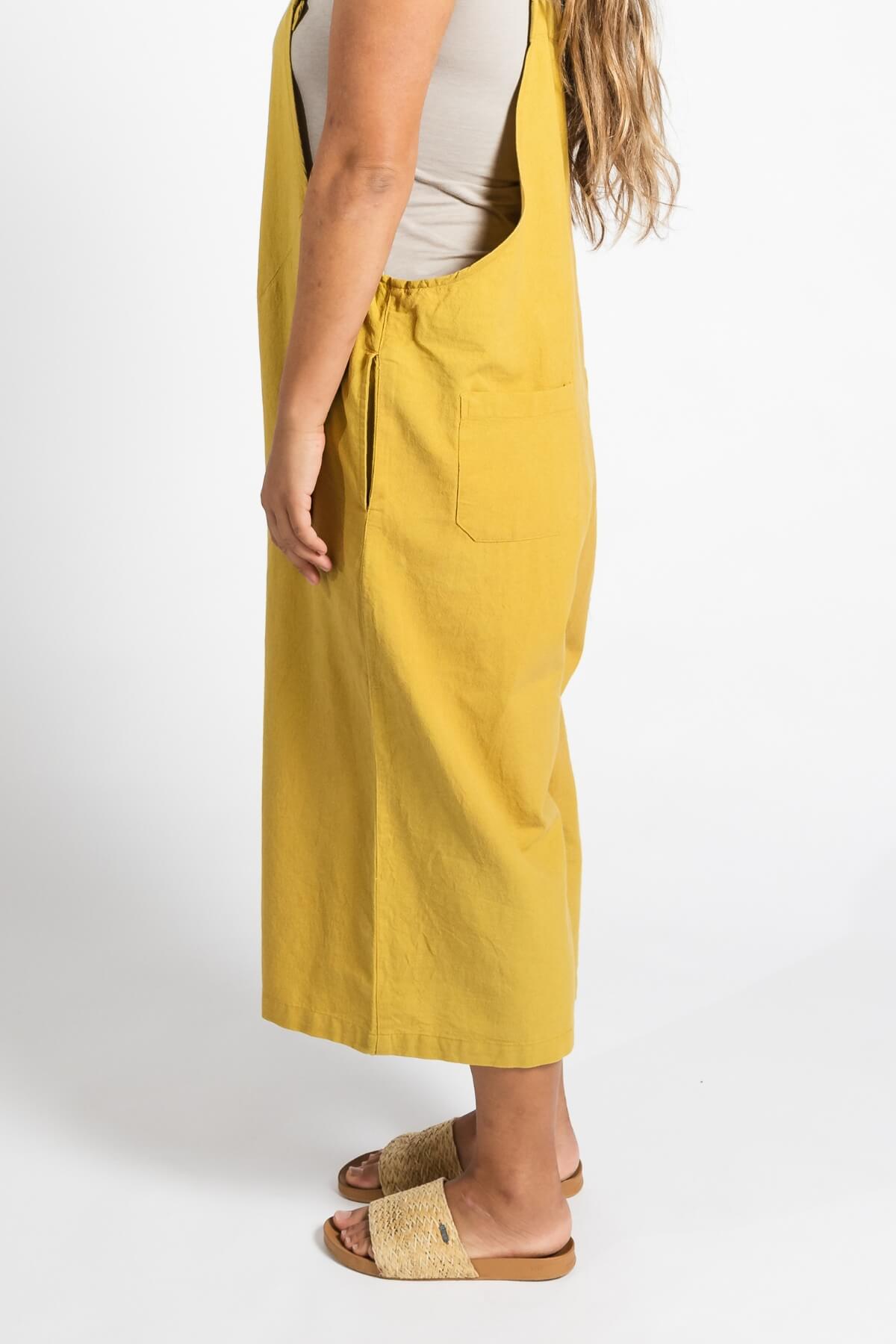 Baggy Cotton Juanita Overalls Mustard Ethically made in Nepal Surya