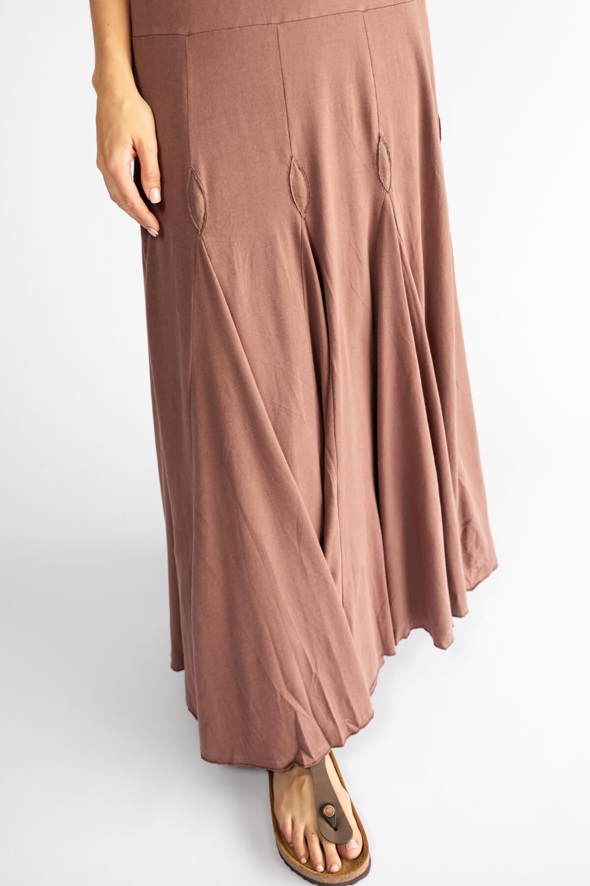 Surya organic cotton 'Wild Rose' maxi dress made in Nepal - Dusty Mauve