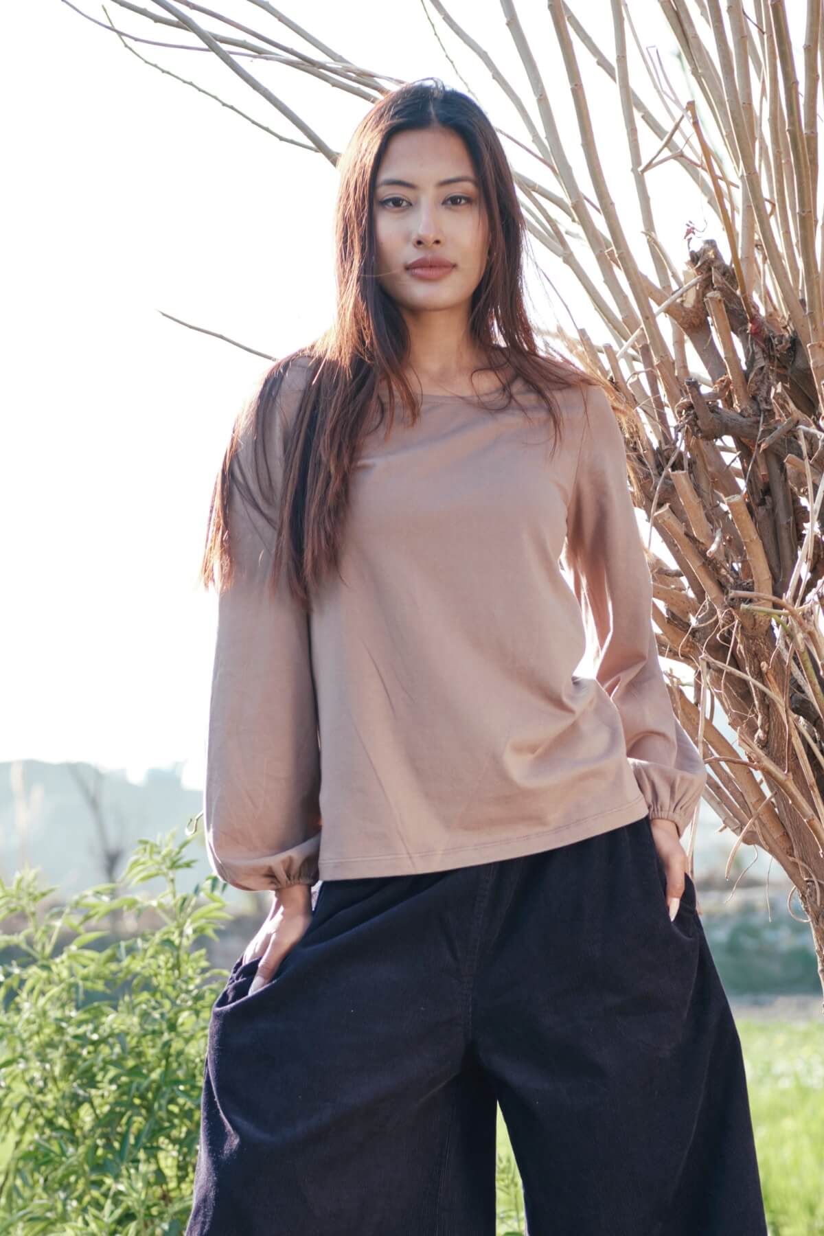 Surya The Label Ethical Organic Cotton 'Zoé' Top made in Nepal - Sage