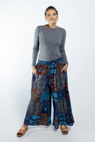 Surya Wide Leg Patch 'Asher' Pants made in Nepal - Cobalt