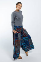 Surya Wide Leg Patch 'Asher' Pants made in Nepal - Cobalt