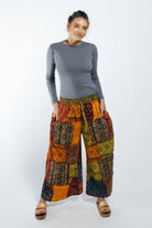 Surya Australia Ethical Cotton Palazzo Patch 'Asher' Pants made in Nepal - Turmeric