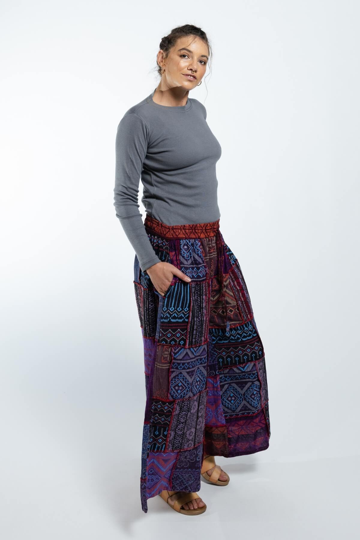 Surya Ethical Cotton Patch 'Asher' Pants - Eggplant