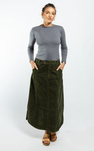 Surya Australia Corduroy Maxi Skirt made in Nepal - Khaki