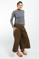 Surya Australia Ethical Cotton Corduroy Palazzo Pants made in Nepal - Peanut