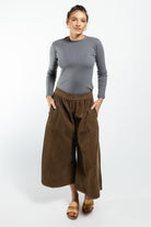 Surya Australia Ethical Cotton Corduroy Palazzo Pants made in Nepal - Peanut