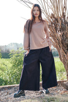 Surya Australia Ethical Cotton Corduroy Palazzo Pants made in Nepal - Midnight Blue