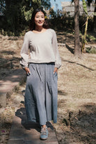 Surya Corduroy Palazzo Pants for Women - Sky Blue