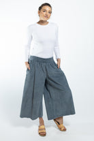 Surya Corduroy Palazzo Pants for Women - Sky Blue