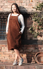 Surya Australia Cotton Corduroy Pinafore made in Nepal - Walnut