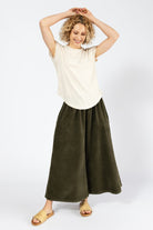 Surya Australia Ethical Cotton Corduroy Palazzo Pants made in Nepal - Khaki