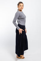 Surya Australia Ethical Cotton Corduroy Palazzo Pants made in Nepal - Midnight Blue