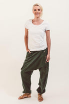 Surya Australia Ethical Cotton Drop Crotch Pants for Women - Green