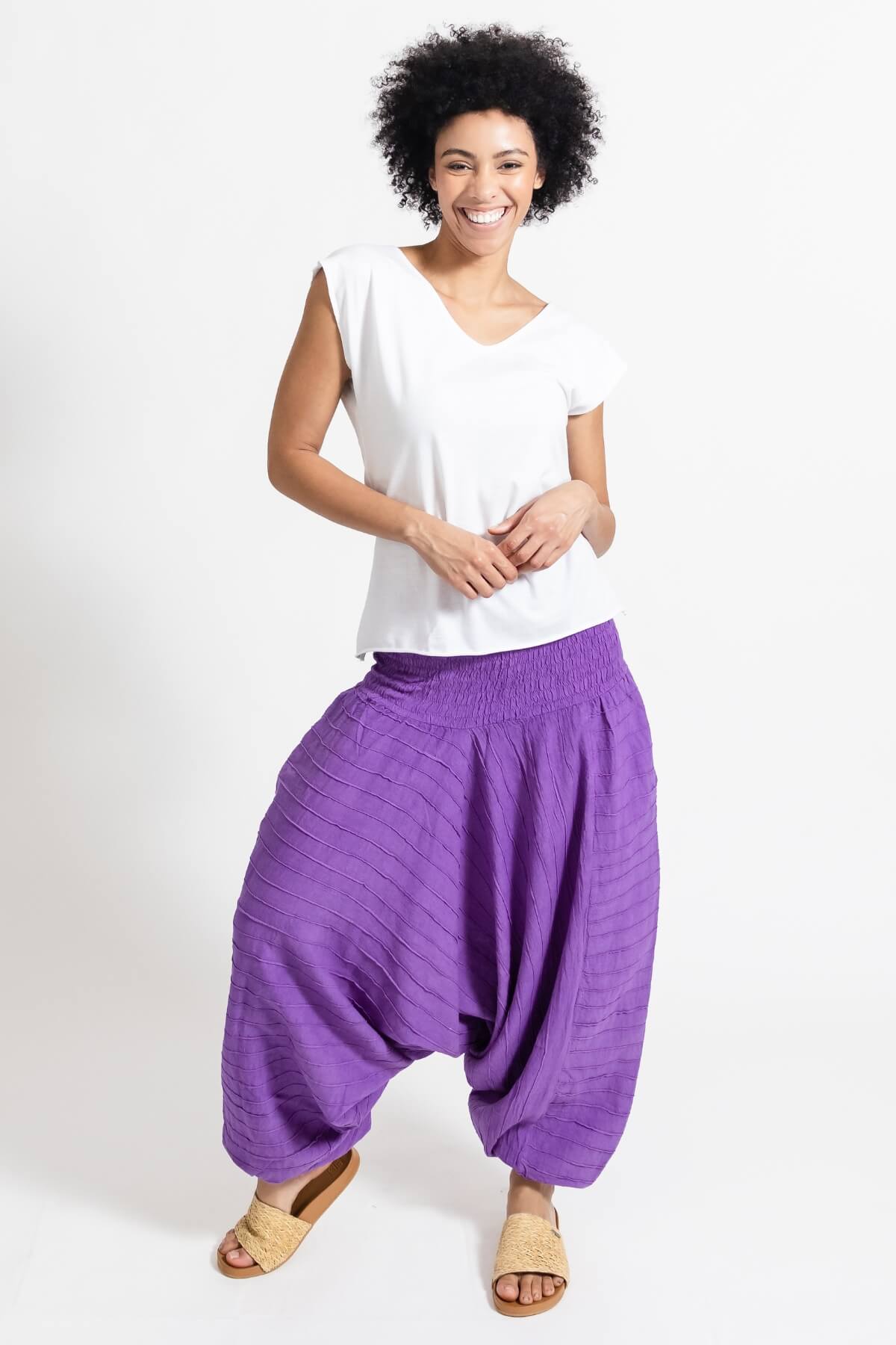 Surya Australia Ethical Cotton Low Crotch Pants made in Nepal - Purple