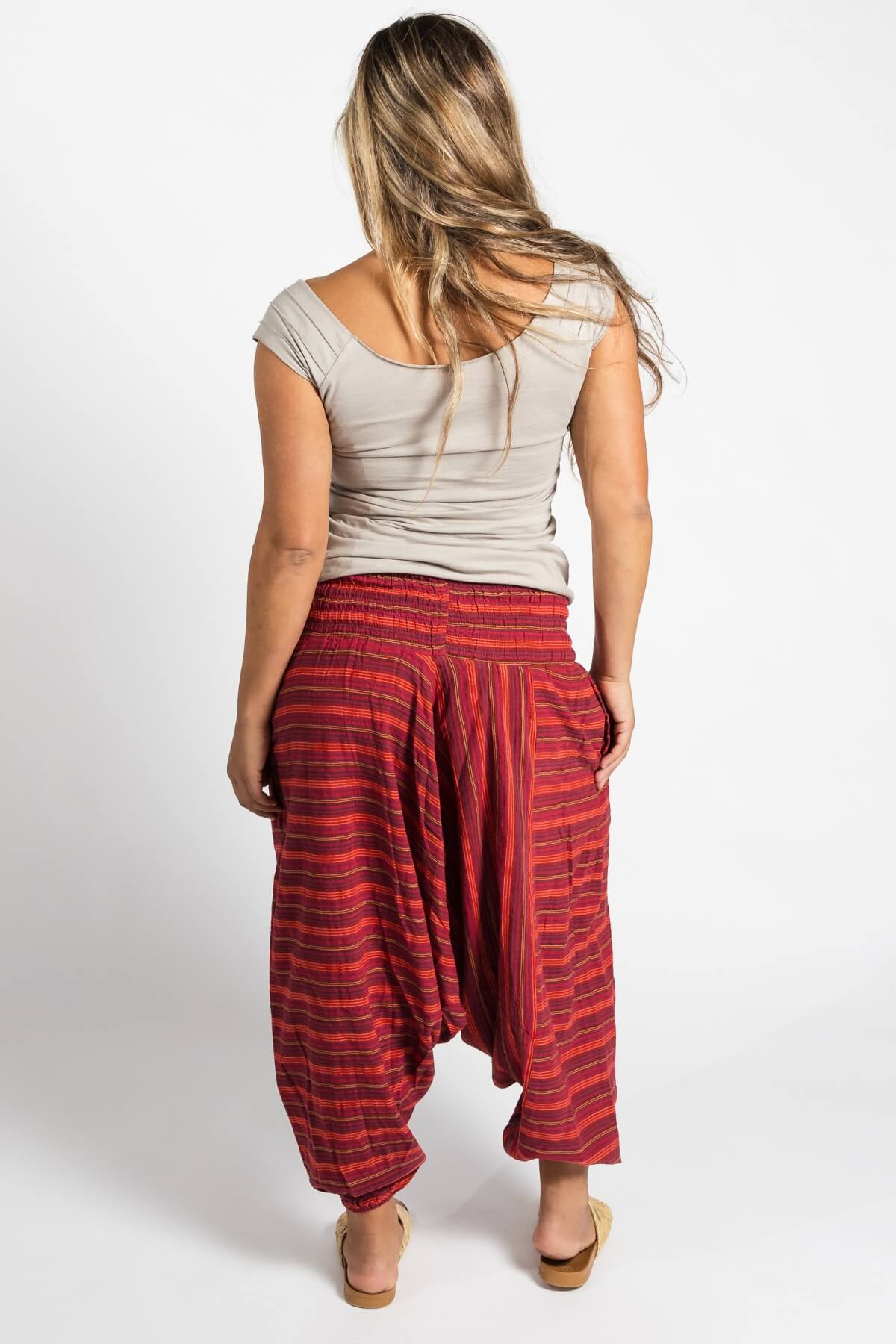 Surya Australia Ethical Cotton Low Crotch Pants - Striped Red