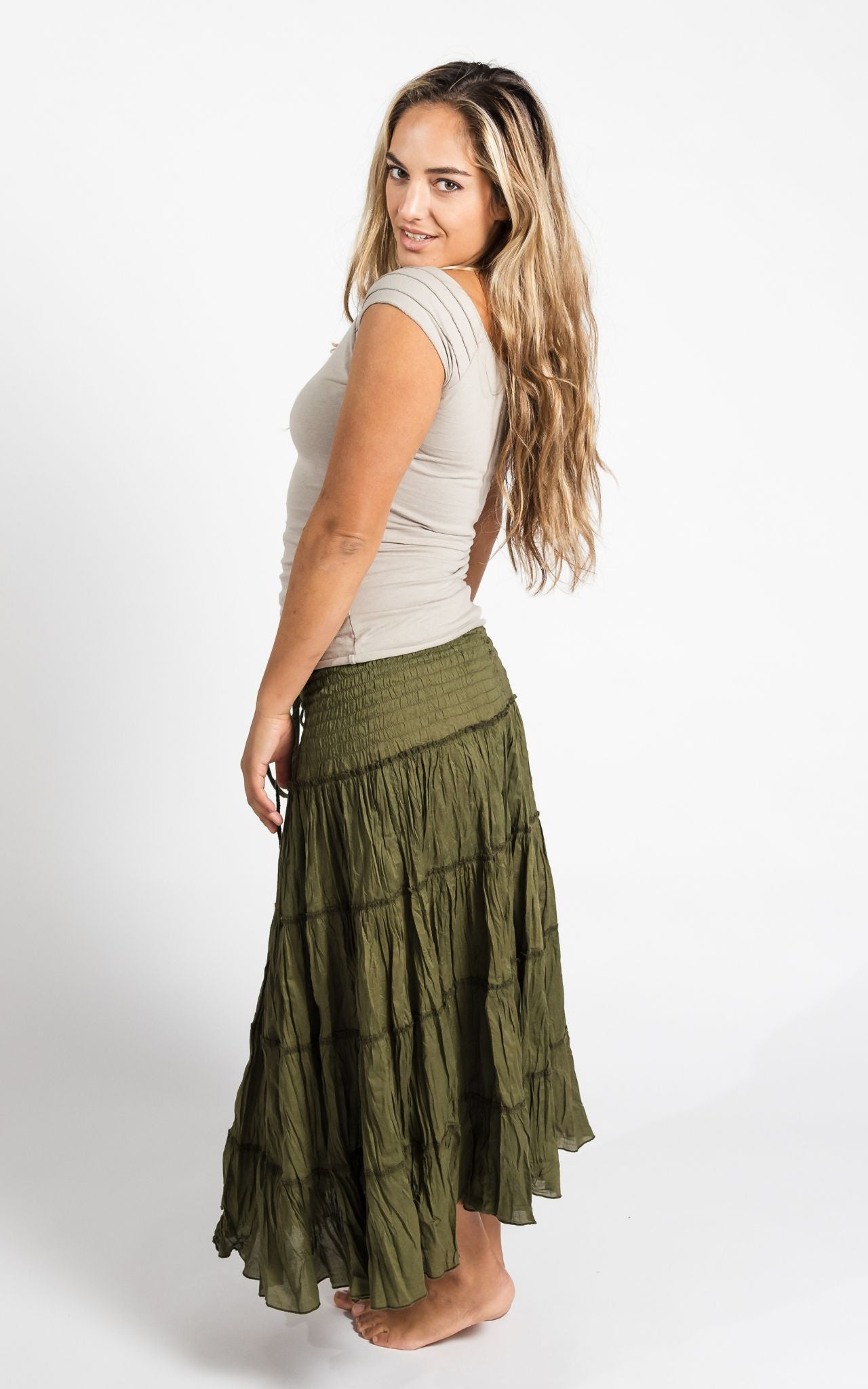 Surya Australia Ethical Cotton Gypsy 'Franti' Skirt - Green