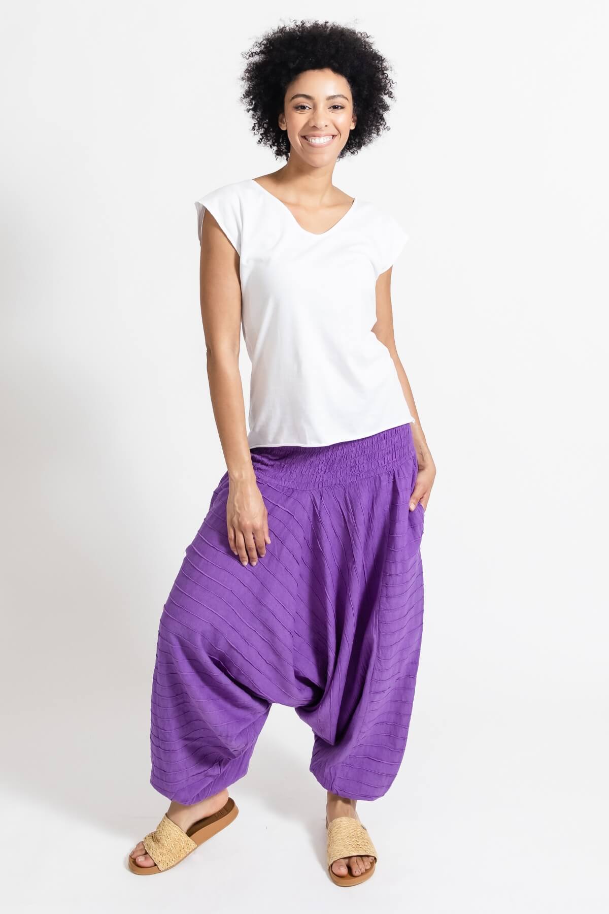 Surya Australia Ethical Cotton Low Crotch Pants made in Nepal - Purple