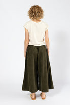 Surya Australia Ethical Cotton Corduroy Palazzo Pants made in Nepal - Khaki