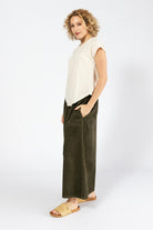 Surya Australia Ethical Cotton Corduroy Palazzo Pants made in Nepal - Khaki