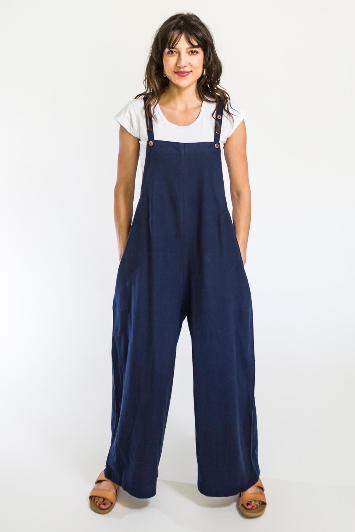 Surya Cotton Baggy Juanita Overalls made in Nepal - Dark Blue