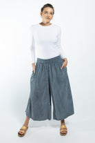 Surya Corduroy Palazzo Pants for Women - Sky Blue