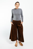 Surya Australia Ethical Cotton Corduroy Palazzo Pants made in Nepal - Walnut