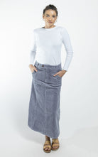 Surya Ethical Corduroy Maxi Skirt made in Nepal - Sky Blue