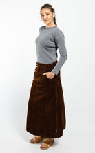 Surya Australia Corduroy Maxi Skirt made in Nepal - Walnut