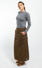 Surya Ethical Corduroy Maxi Skirt made in Nepal - Peanut