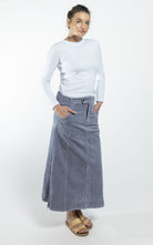 Surya Australia Corduroy Maxi Skirt made in Nepal - Sky Blue