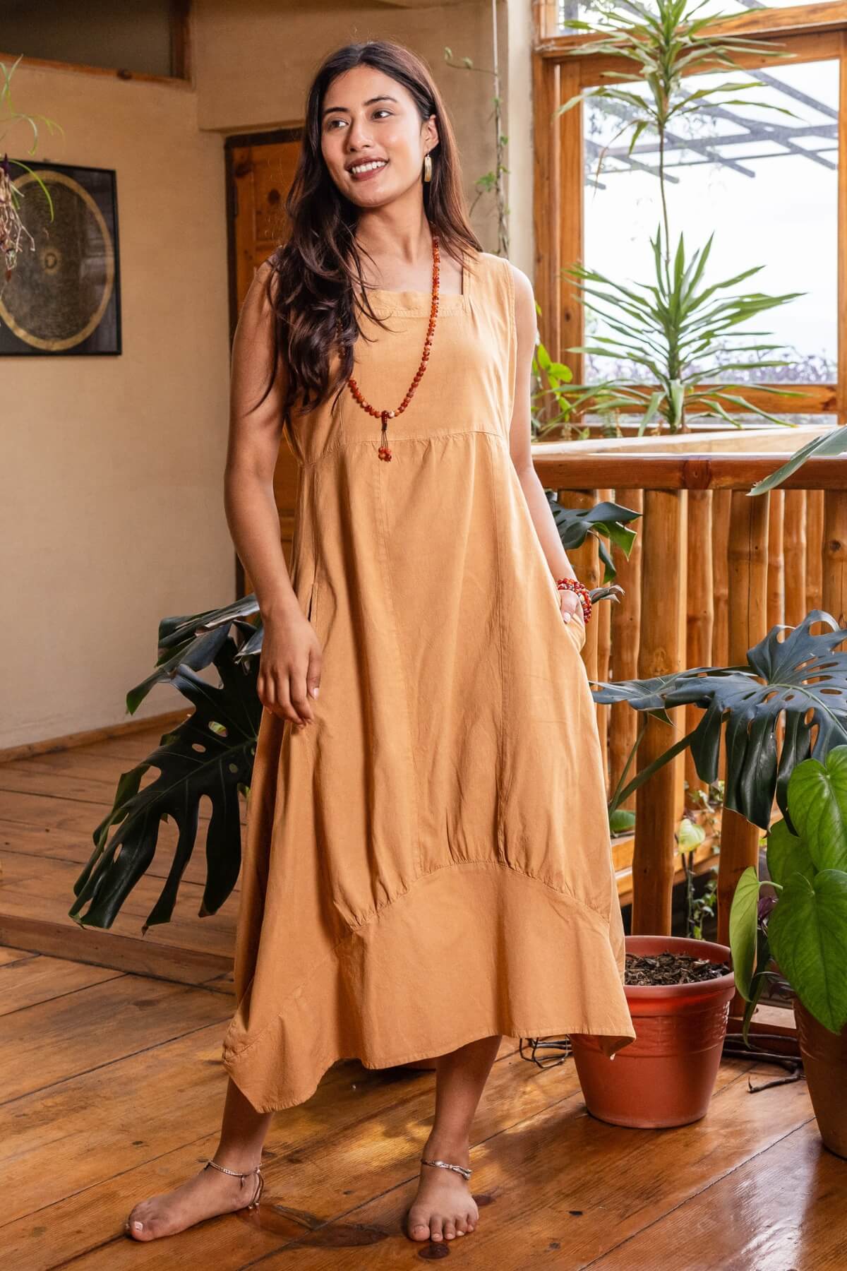 Surya Woven Cotton 'Maya' Dress - Clay