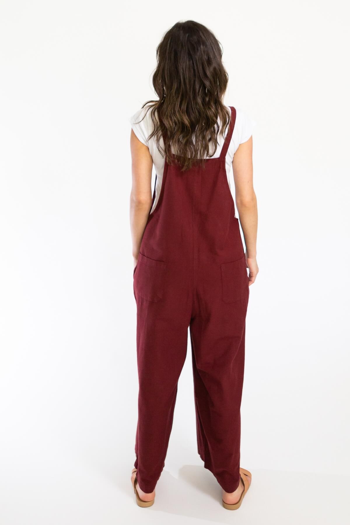 Surya Baggy Cotton Overalls Dungarees made in Nepal - Berry