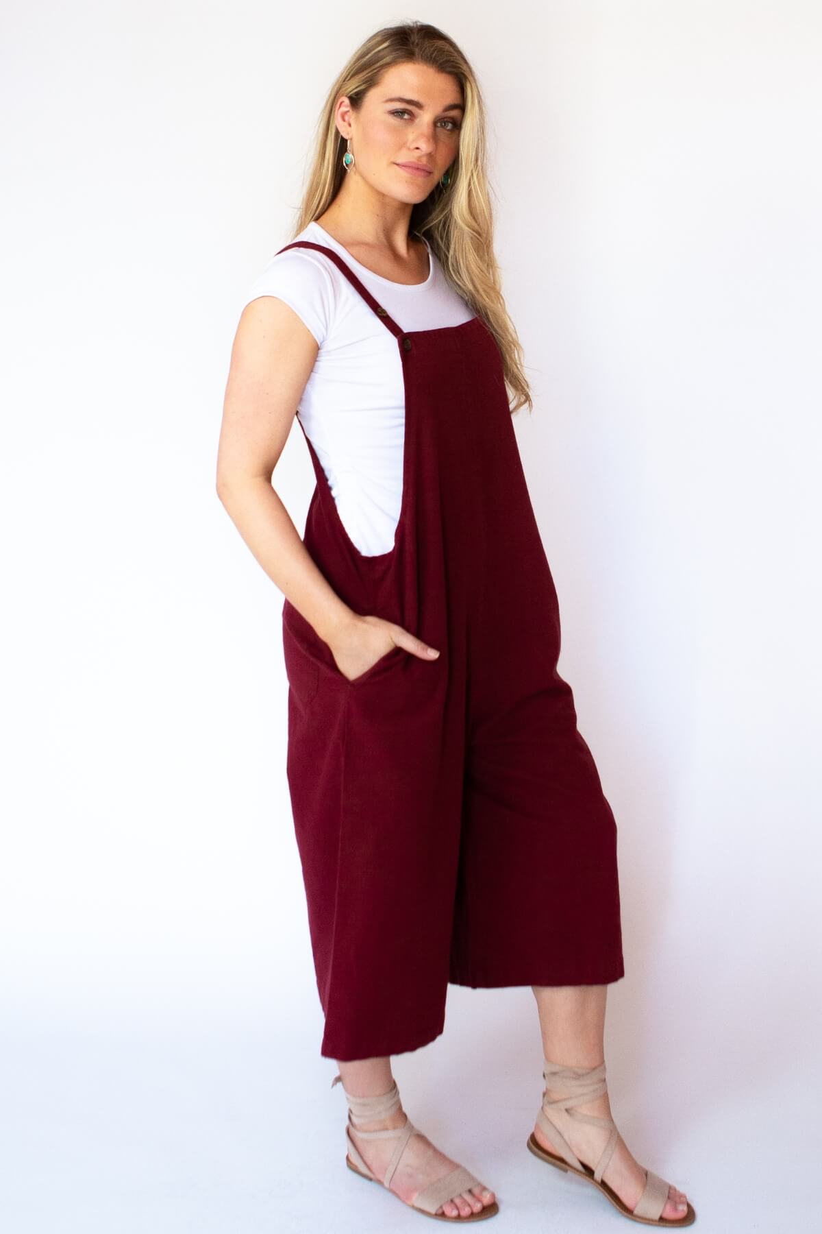 Surya Australia Baggy Cotton 'Juanita' Overalls made in Nepal - Berry 