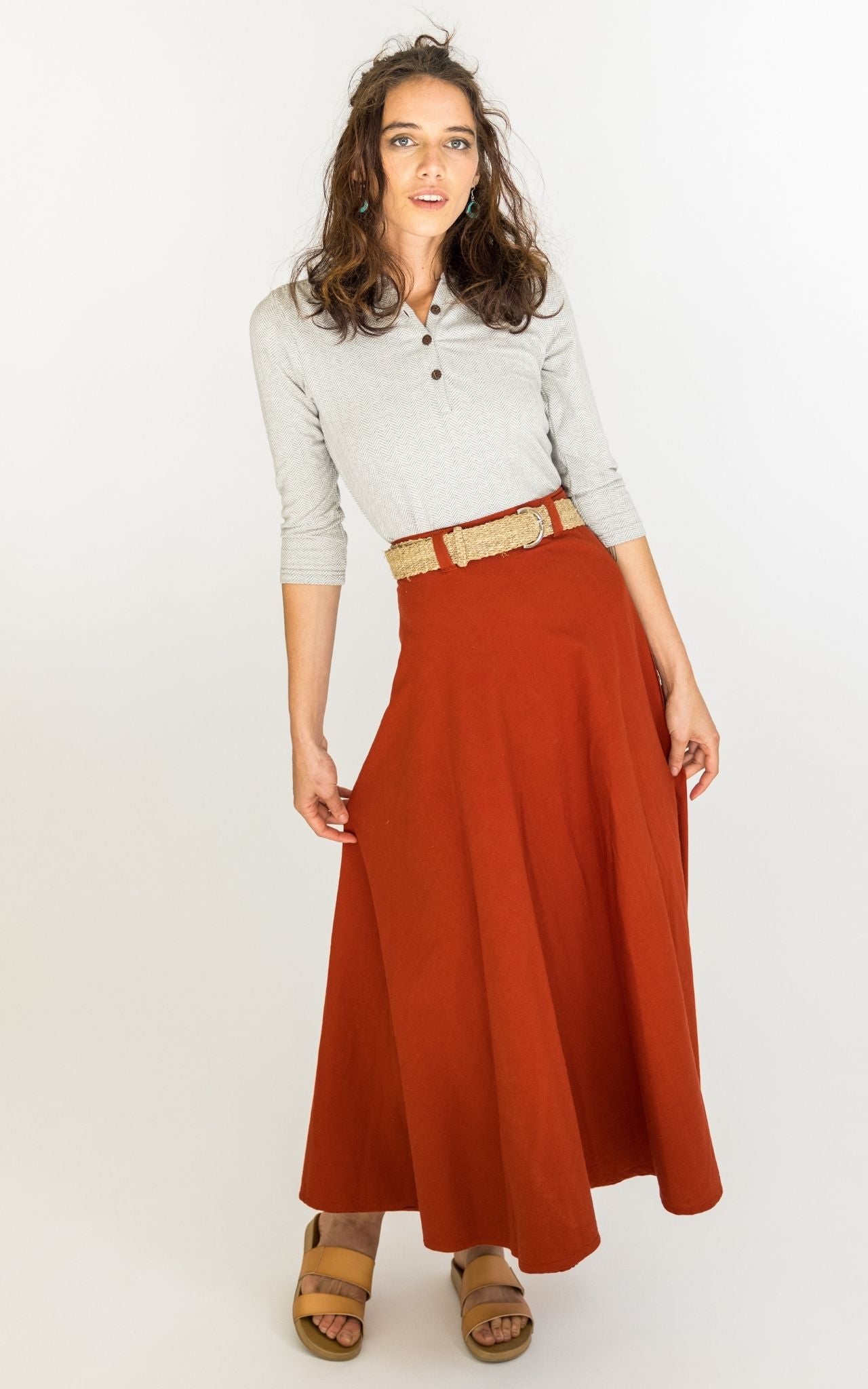 Surya Australia Ethical Cotton Wrap Skirt made in Nepal - Rust