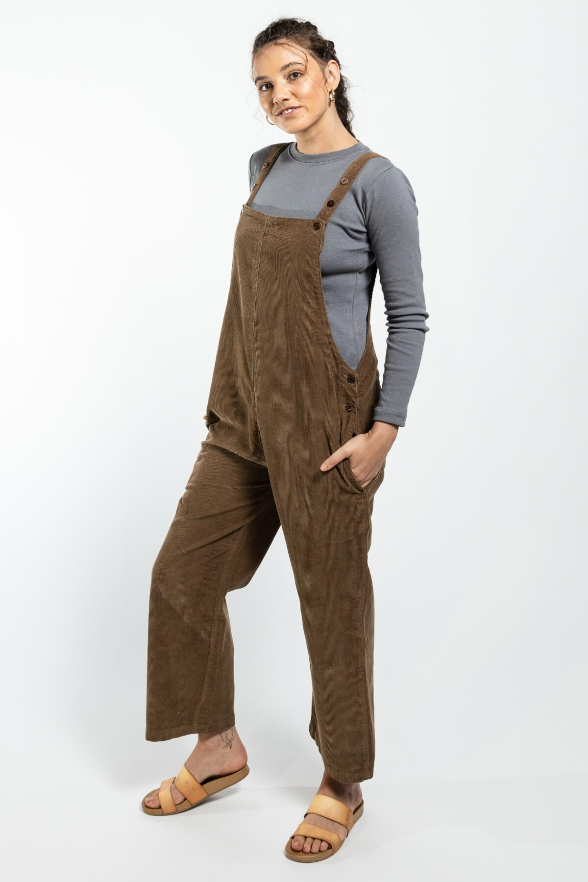 Surya Australia Corduroy Overalls Dungarees made in Nepal - left side view