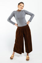 Surya Australia Ethical Cotton Corduroy Palazzo Pants made in Nepal - Walnut