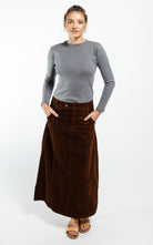 Surya Australia Corduroy Maxi Skirt made in Nepal - Walnut