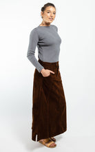 Surya Australia Corduroy Maxi Skirt made in Nepal - Walnut