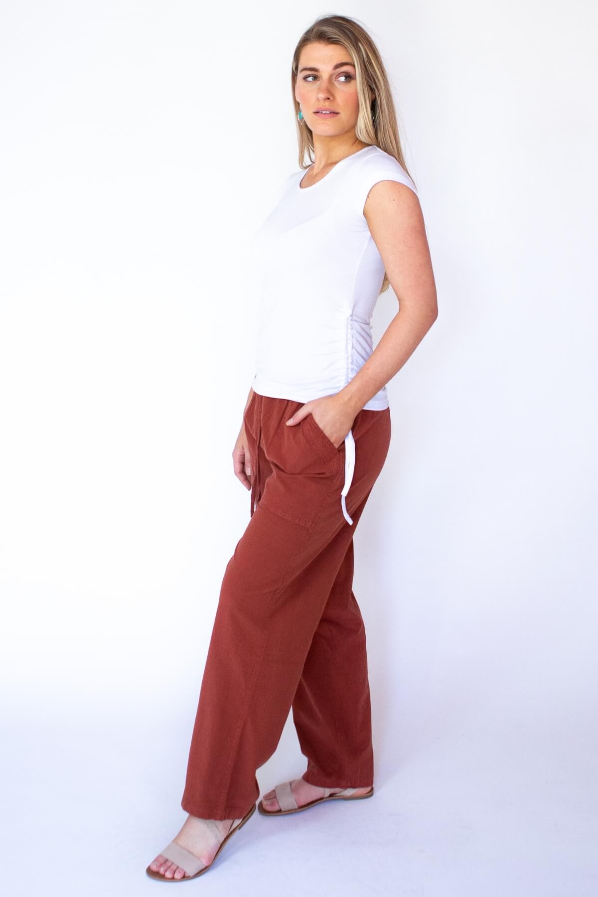 Surya Australia Ethical Cotton Loose Pants from Nepal - Rust