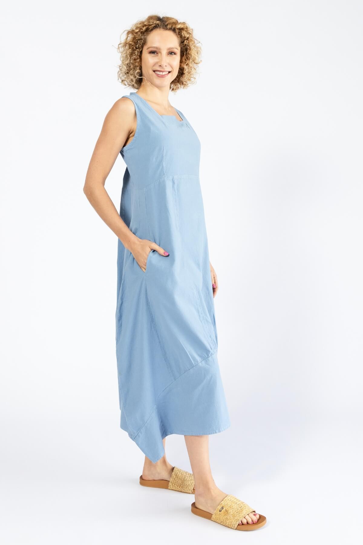 Surya Woven Cotton 'Maya' Dress - Sky Blue