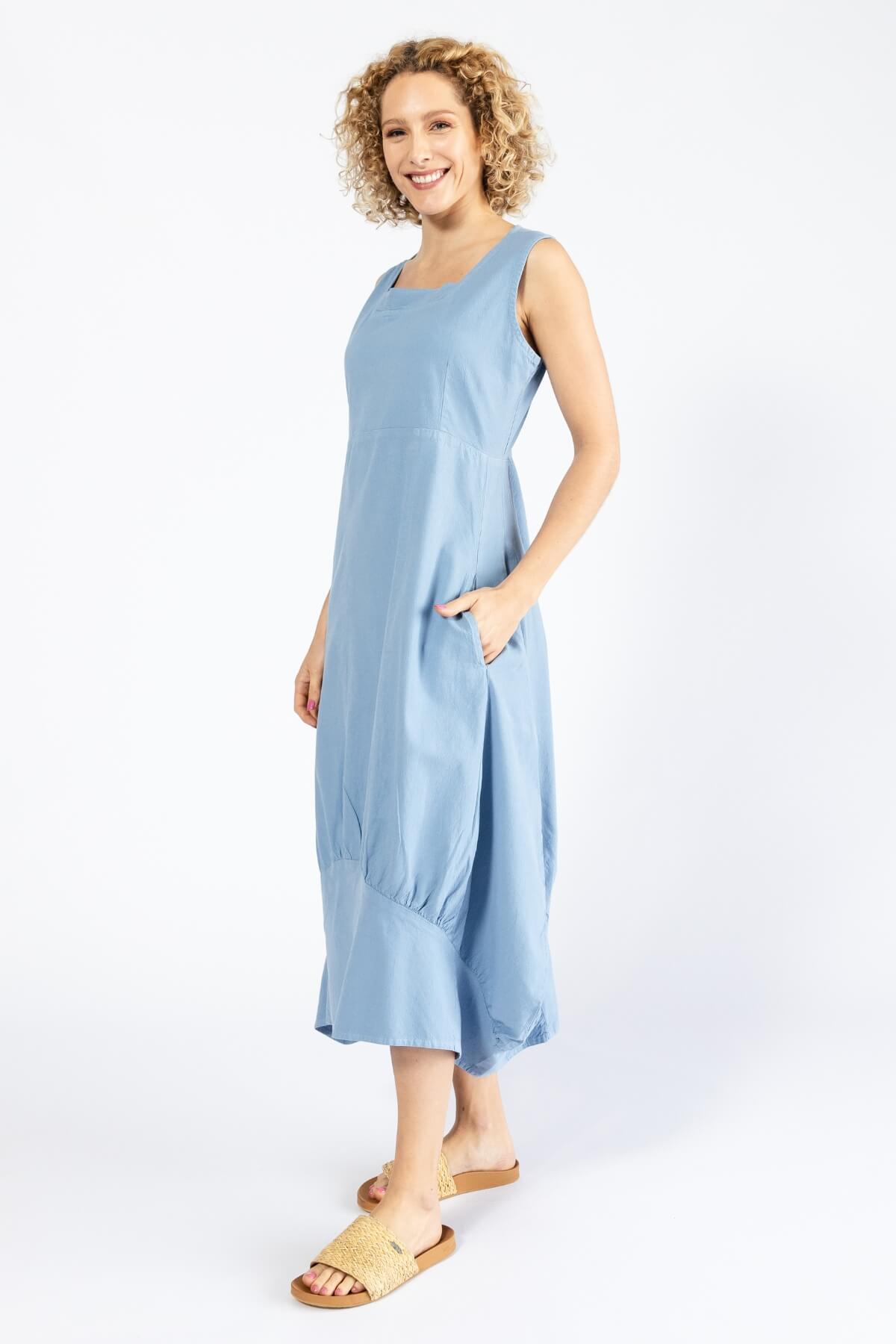 Surya Woven Cotton 'Maya' Dress - Sky Blue