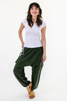 Surya Australia Ethical Cotton Drop Crotch Pants for Women - Green