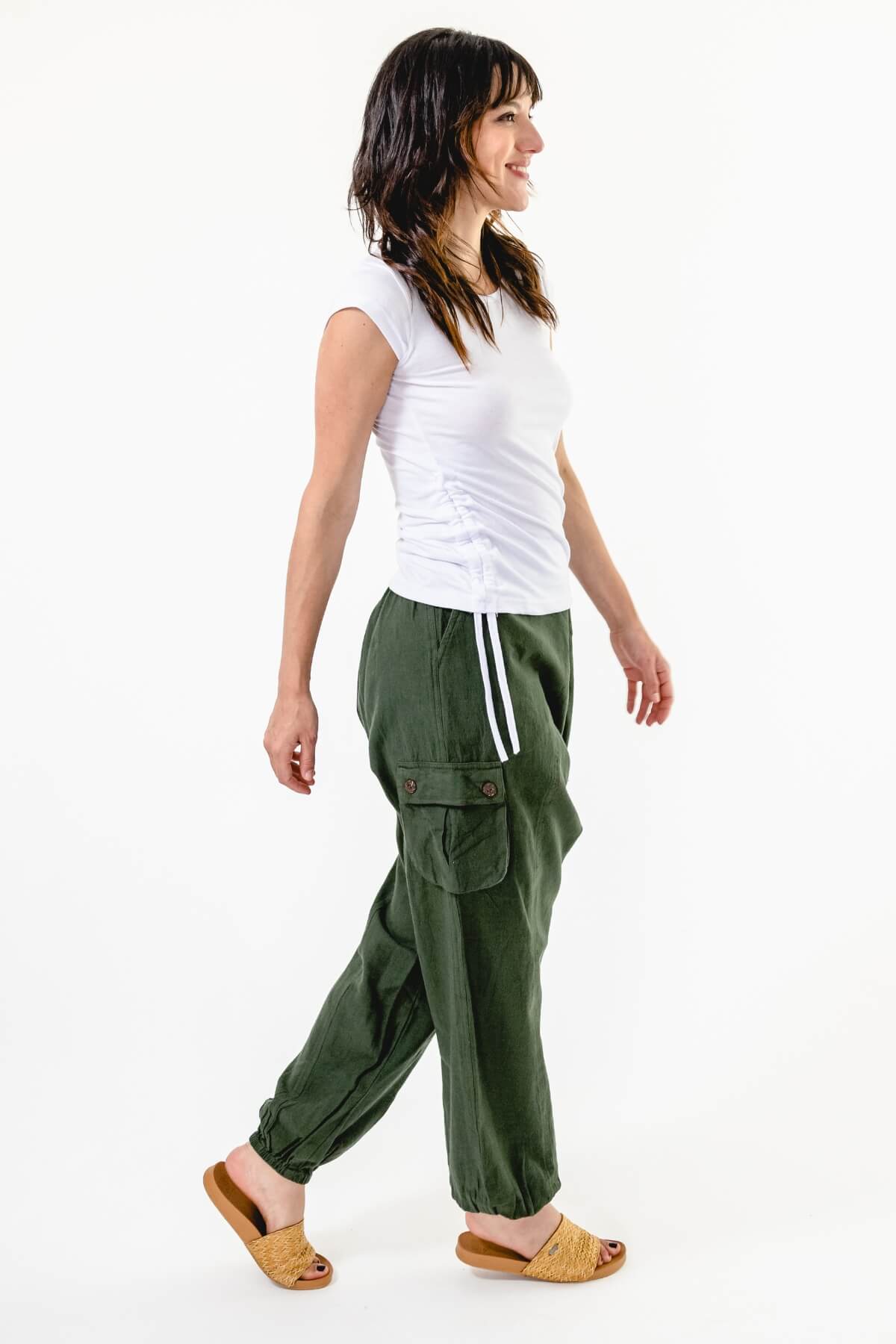 Surya Australia Ethical Cotton Drop Crotch Pants for Women - Green