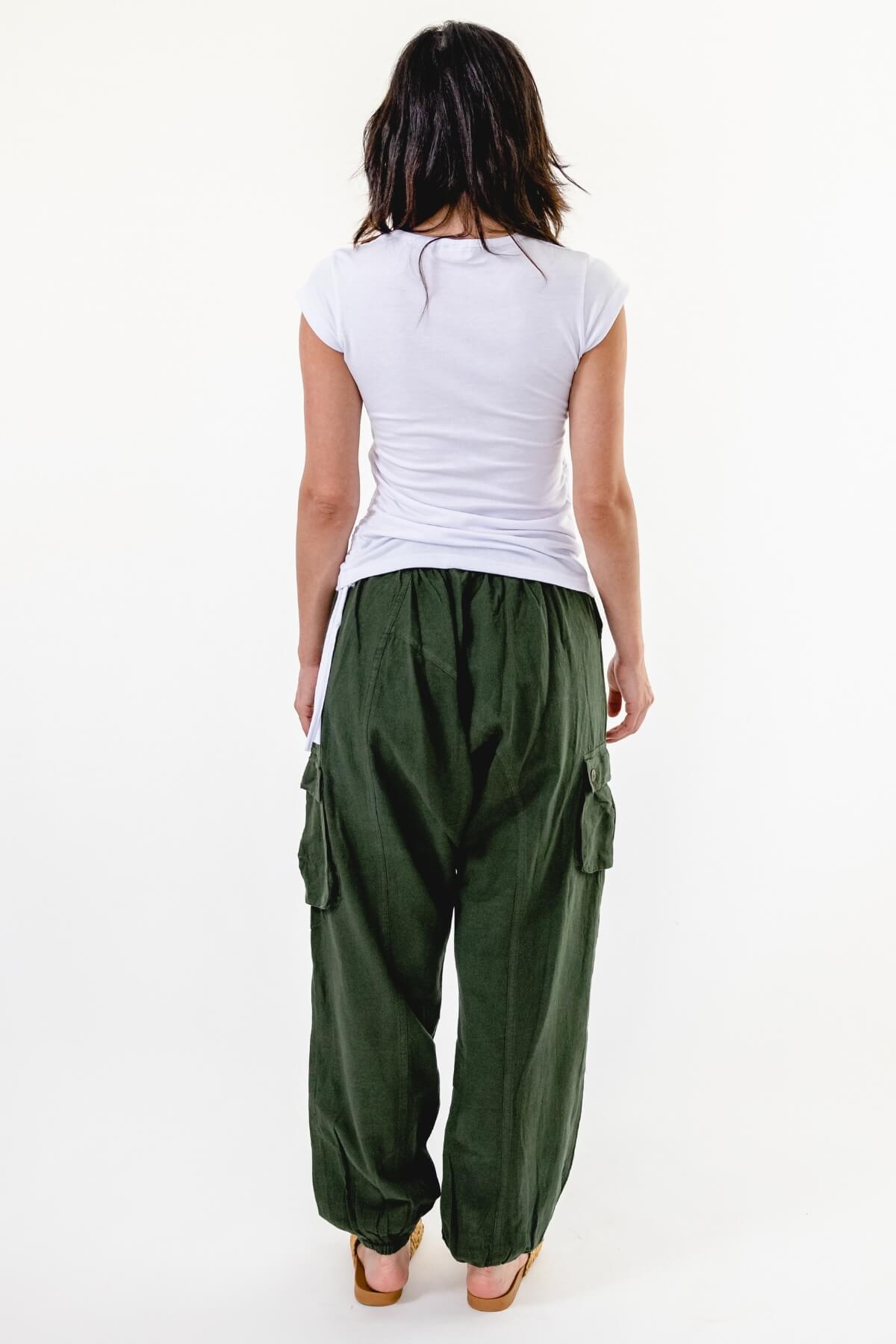 Surya Australia Ethical Cotton Drop Crotch Pants for Women - Green