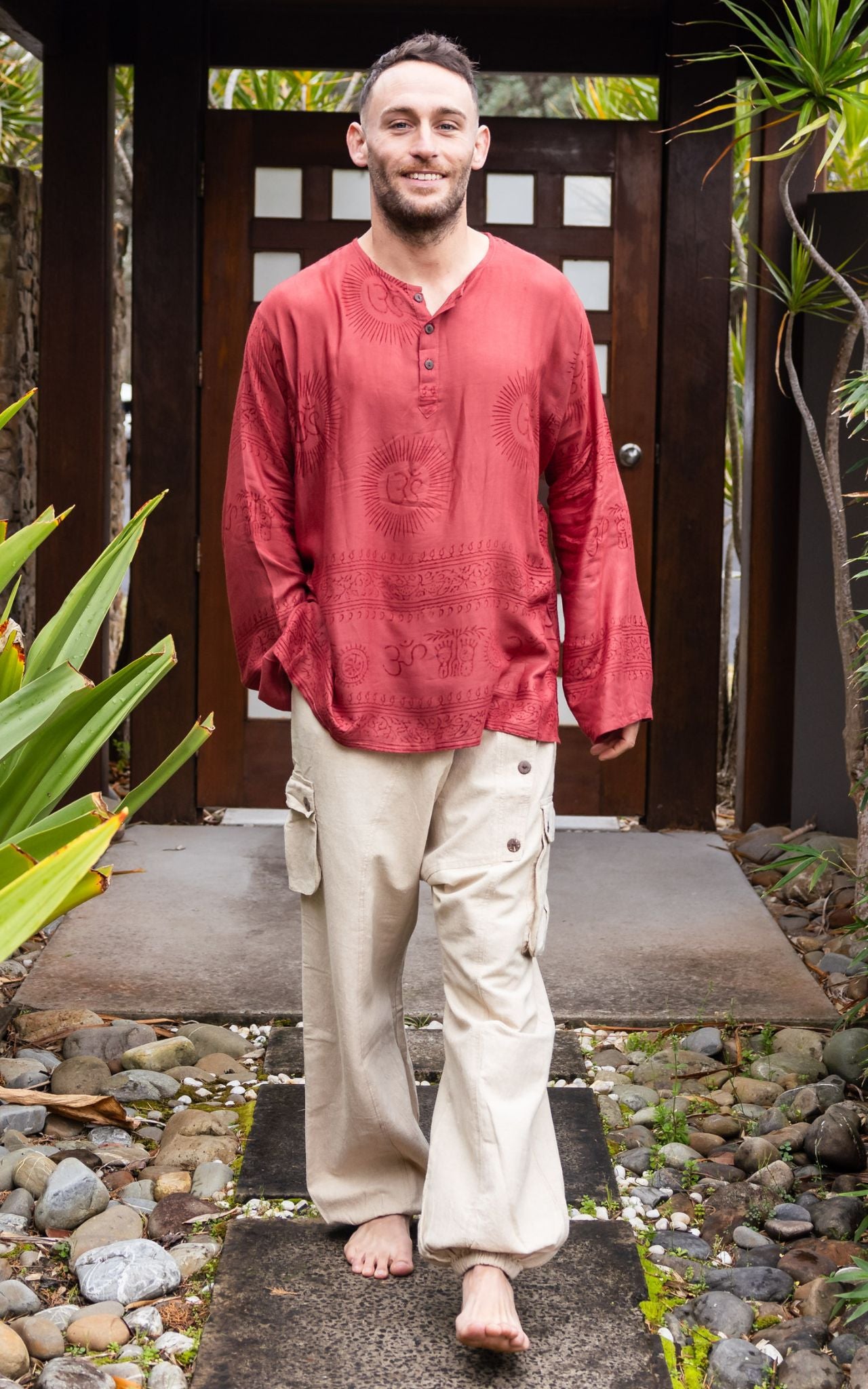 Nepal fisherman shirt, goa hippie shirt, yoga shirt, casual shirt - beige