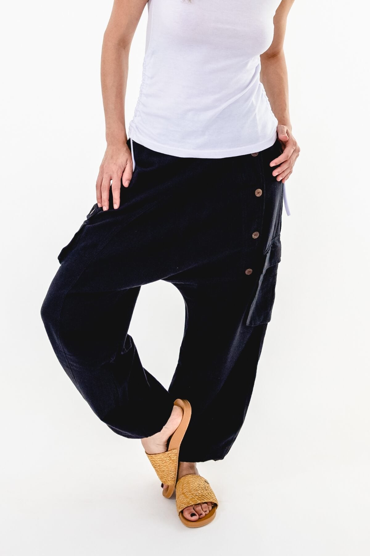 Surya Australia Ethical Drop Crotch Pants Made in Nepal - Black