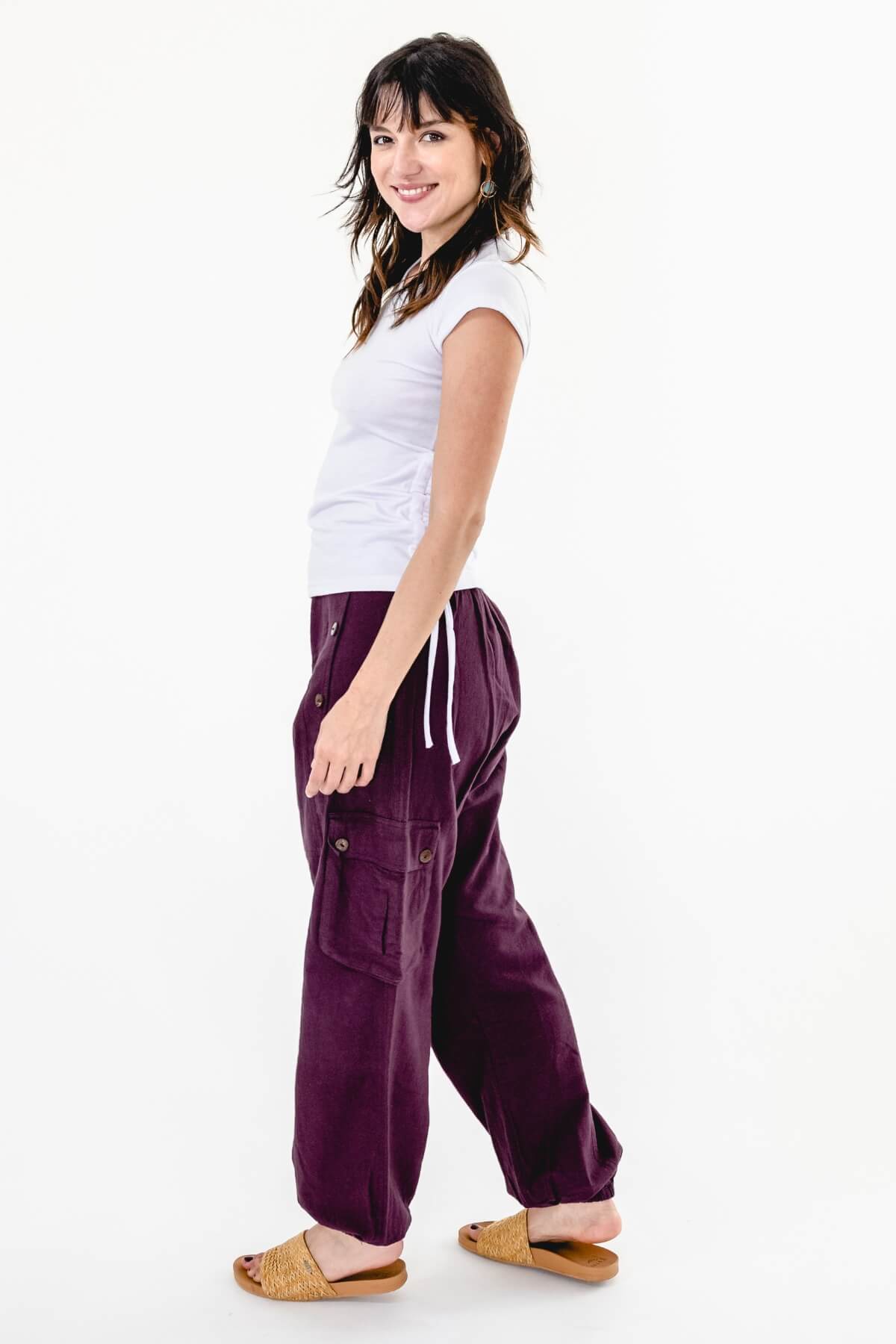 Surya Australia Ethical Drop Crotch Pants Made in Nepal - Wine