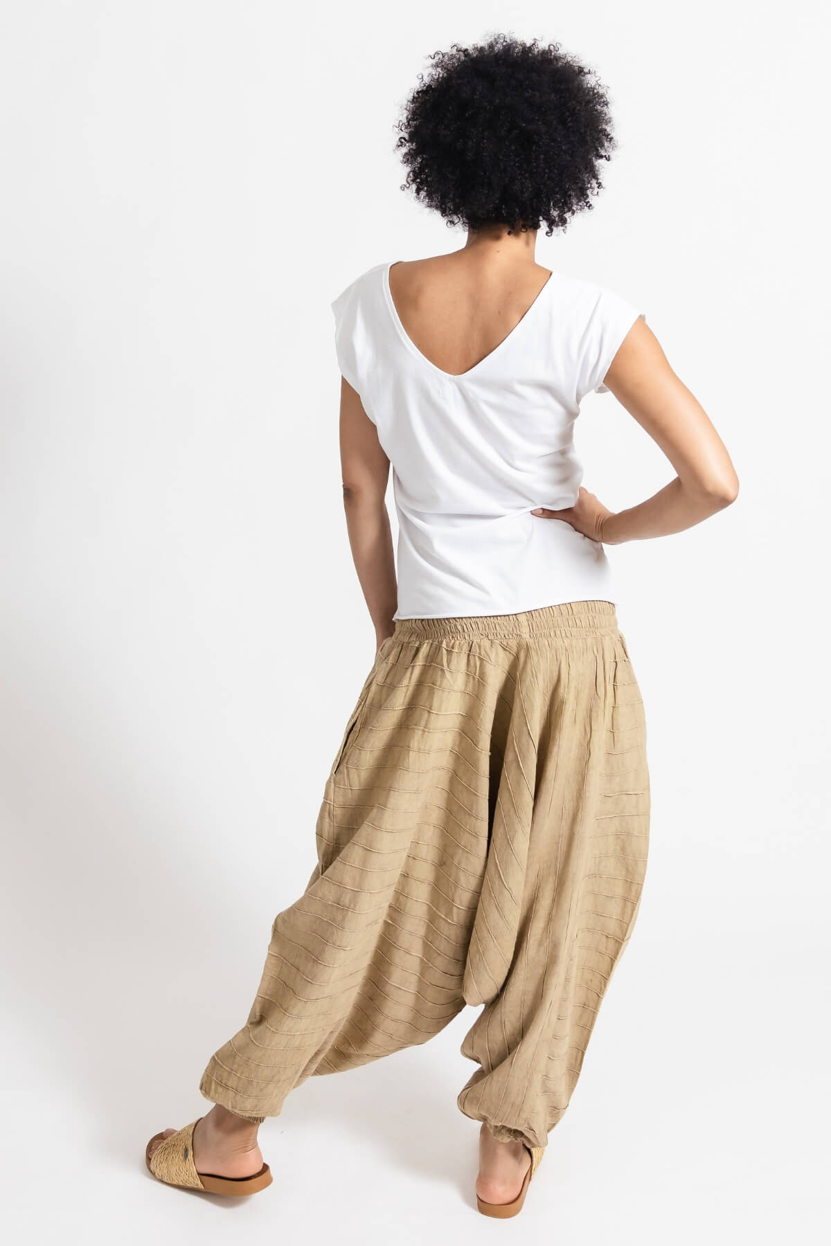 Surya Australia Ethical Cotton Low Crotch Pants made in Nepal - Sand