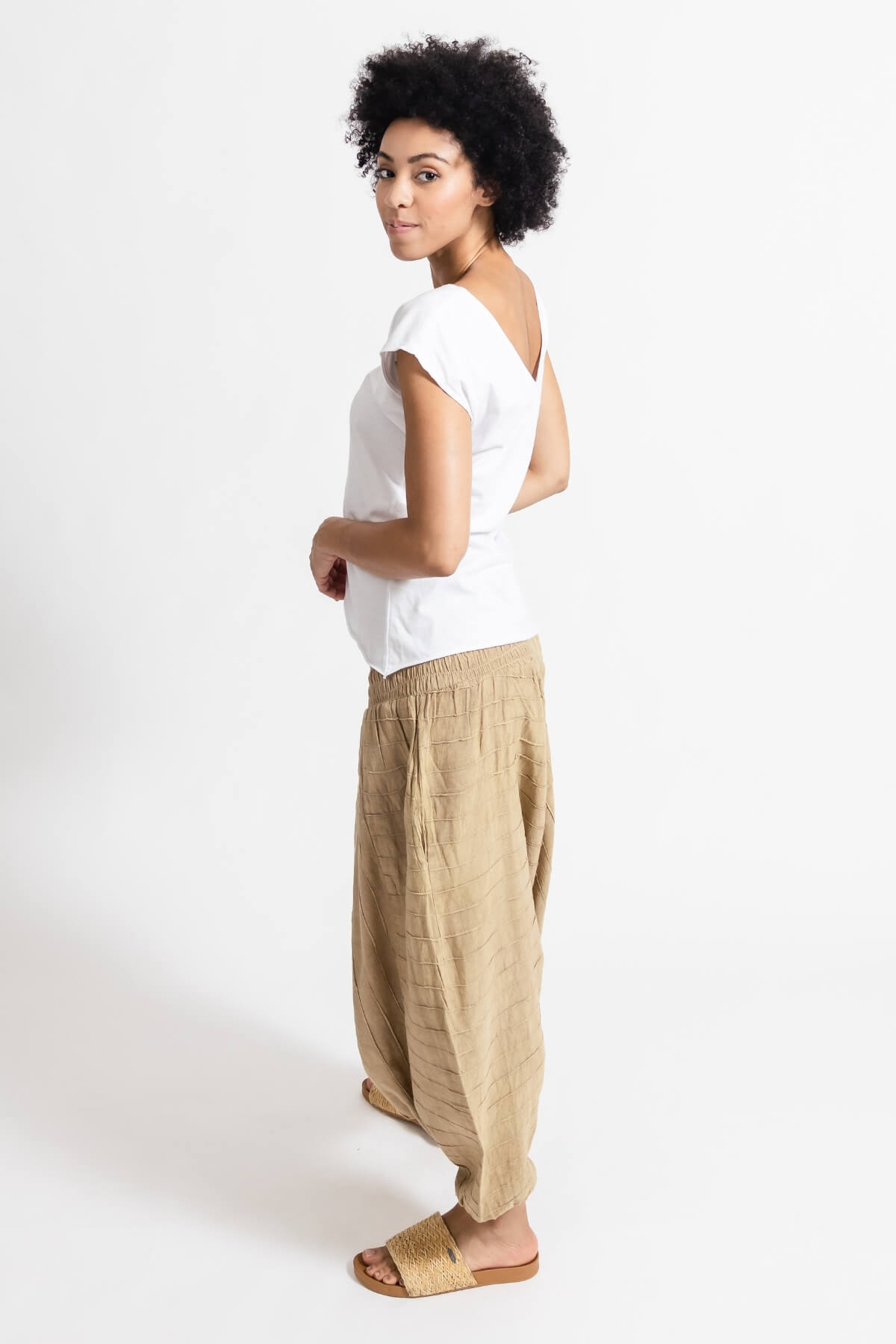 Surya Australia Ethical Cotton Low Crotch Pants made in Nepal - Sand