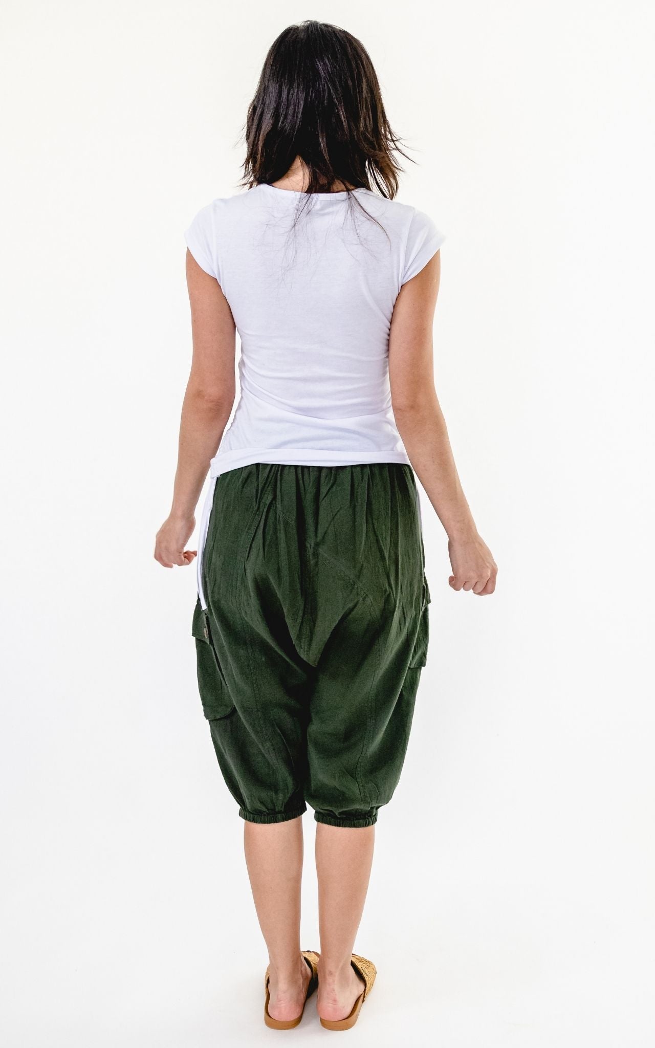 Surya Australia Ethical Cotton Drop Crotch Shorts made in Nepal - Green